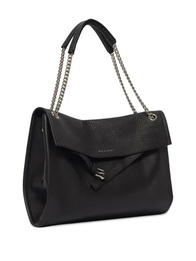 搭链带纹理皮质单肩包