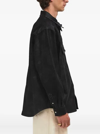 Isabel Marant Vintage Eco Leather Long Sleeve Shirt In Black