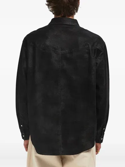 Isabel Marant Vintage Eco Leather Long Sleeve Shirt In Black