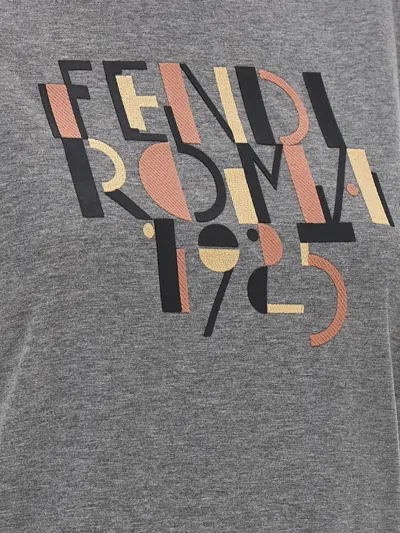 Fendi Grey Melange Cotton T-shirt In Gray