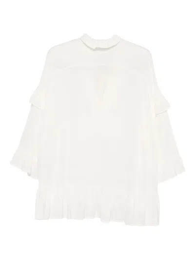 P.a.r.o.s.h Ruffled Silk Blouse In White
