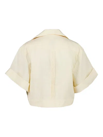 Johanna Ortiz Pleated-panel Short-sleeve Shirt In Neutral