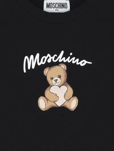 Moschino Black T-shirt For Girl With Teddy Bear In Black