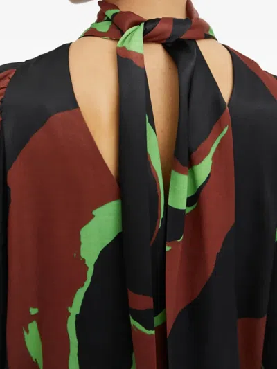 Rodebjer Swirl-print Puff-sleeve Blouse In Black