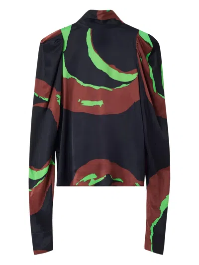 Rodebjer Swirl-print Puff-sleeve Blouse In Black