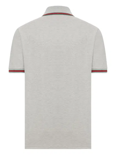 Gucci Grey Polo Shirt With Web Details And Logo Lettering On The Front In Wool Blend Man In Gray