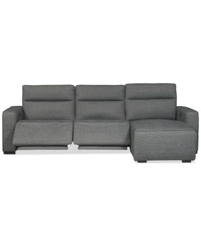 Macy's Miren 3-pc. Fabric Chaise Sectional With 2 Power Headrest Recliners, Exclusively At  In Gray
