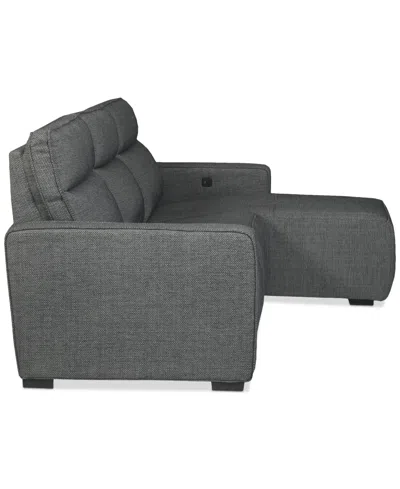 Macy's Miren 3-pc. Fabric Chaise Sectional With 2 Power Headrest Recliners, Exclusively At  In Gray