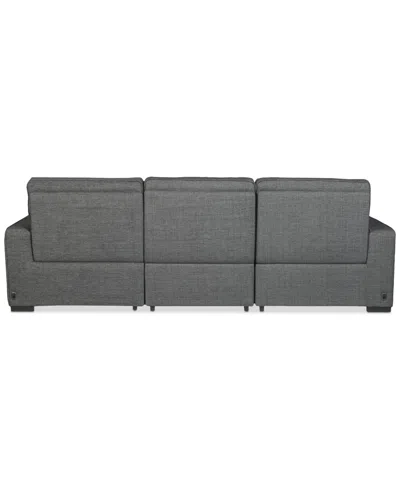 Macy's Miren 3-pc. Fabric Chaise Sectional With 2 Power Headrest Recliners, Exclusively At  In Gray