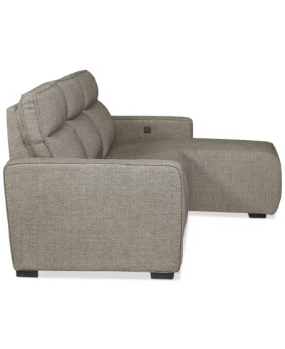Macy's Miren 3-pc. Fabric Chaise Sectional With 2 Power Headrest Recliners, Exclusively At  In Brown