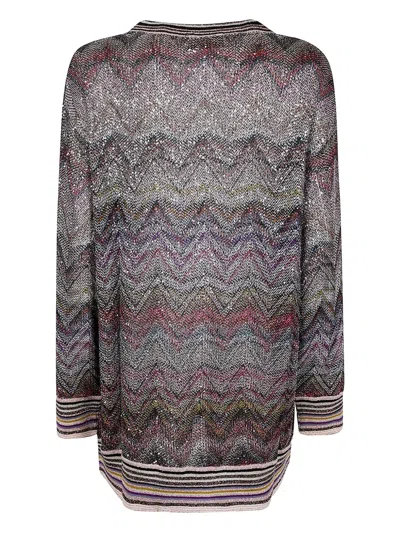 Missoni Sequin-chevron Cardigan In Gray