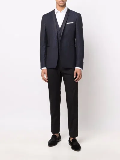 Tagliatore Single-breasted Paisley-print Suit In Blue