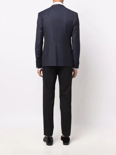 Tagliatore Single-breasted Paisley-print Suit In Blue