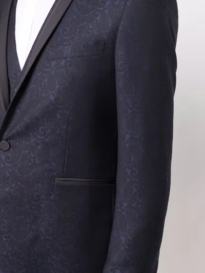 Tagliatore Single-breasted Paisley-print Suit In Blue