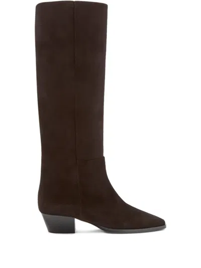 Aeyde 40mm Medea Suede Pointed-toe Boots In Brown