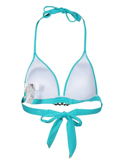 Max Mara Logo-buckle Triangle Bikini Top In Blue