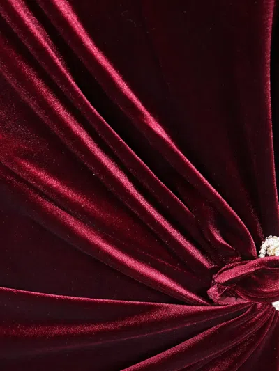 Self-portrait Long Dress With Side Slit Self Portrait In Red