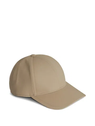 Sacai Cotton Cap With Curved Brim And Panelled Design In Beige