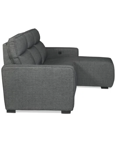 Macy's Miren 3-pc. Fabric Chaise Sectional With 2 Power Headrest Recliners, Exclusively At  In Gray