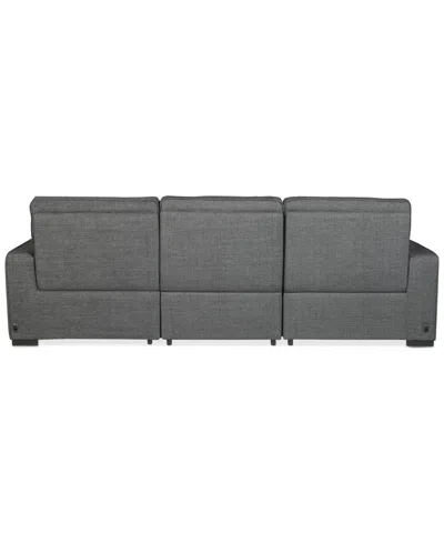 Macy's Miren 3-pc. Fabric Chaise Sectional With 2 Power Headrest Recliners, Exclusively At  In Gray