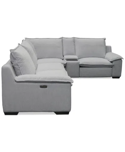 Macy's Borsi 5-pc. Sectional With 2 Power Recliners & 1 Console In Gray