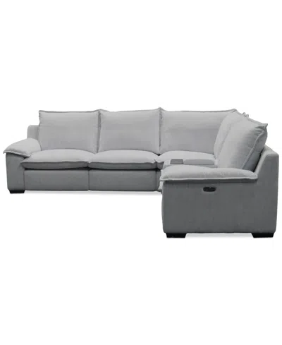 Macy's Borsi 5-pc. Sectional With 2 Power Recliners & 1 Console In Gray