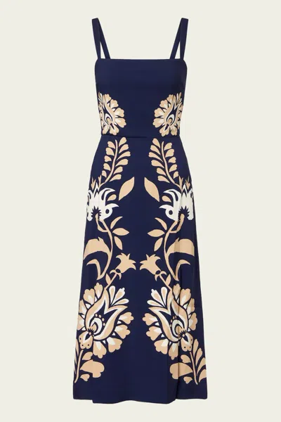 La Doublej Buy Me A Martini Floral-print Crepe Midi Dress In Blue