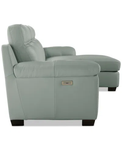Macy's Julius Ii 3-pc. Leather Chaise Sectional With 2 Power Recliners,  Exclusive In Gray