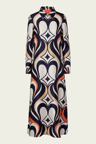 La Doublej Multicolor Long Dress With All-over Geometric Motif In Fabric Woman In Multi