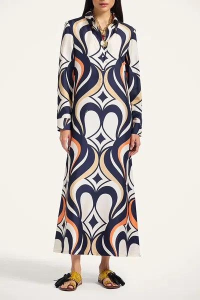 La Doublej Multicolor Long Dress With All-over Geometric Motif In Fabric Woman In Multi