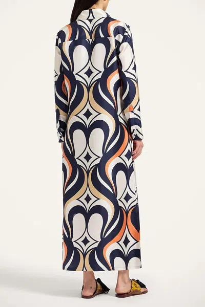 La Doublej Multicolor Long Dress With All-over Geometric Motif In Fabric Woman In Multi
