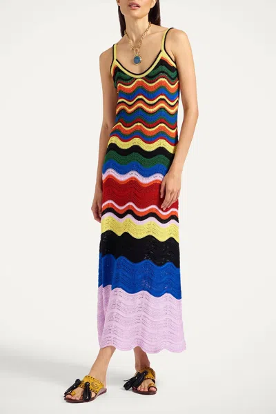 La Doublej Striped Crocheted Cotton Maxi Dress In Multi