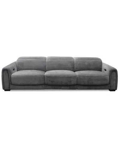 Macy's Brownell 3-pc. Sofa Sectional With 3 Power Motion Chairs, Exclusively At  In Gray