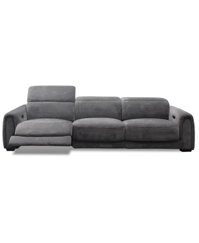 Macy's Brownell 3-pc. Sofa Sectional With 3 Power Motion Chairs, Exclusively At  In Gray