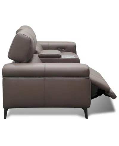 Macy's Wyndill 3-pc. Leather Sofa With 2 Power Recliners, Exclusively At  In Brown