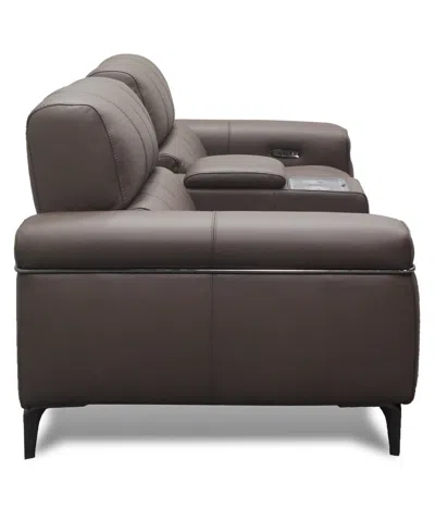 Macy's Wyndill 3-pc. Leather Sofa With 2 Power Recliners, Exclusively At  In Brown