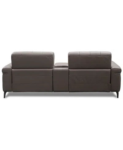Macy's Wyndill 3-pc. Leather Sofa With 2 Power Recliners, Exclusively At  In Brown