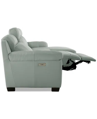 Macy's Julius Ii 3-pc. Leather Chaise Sectional With 1 Power Recliner,  Exclusive In Gray