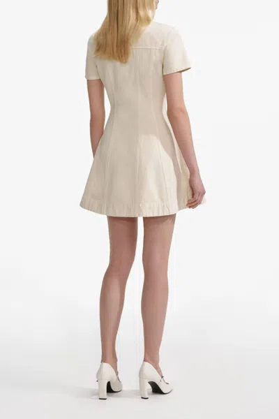 Self-portrait Structured Beige Dress With Classic Collar And Flap Pockets In Neutral