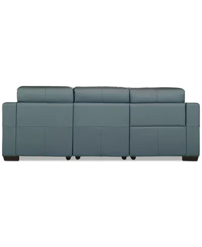 Macy's Julius Ii 3-pc. Leather Chaise Sectional With 1 Power Recliner,  Exclusive In Blue