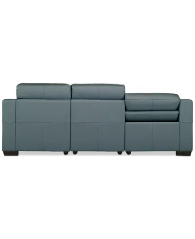 Macy's Julius Ii 3-pc. Leather Chaise Sectional With 1 Power Recliner,  Exclusive In Blue