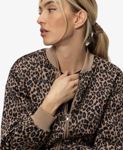 Sanctuary Monroe Leopard Print Cotton Blend Bomber Jacket With Quilted Lining In Brown
