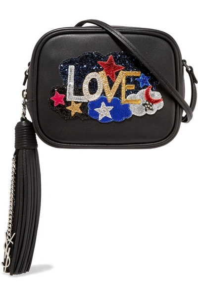 Saint Laurent Monogram Love Blogger Embellished Leather Shoulder Bag In Black Multi