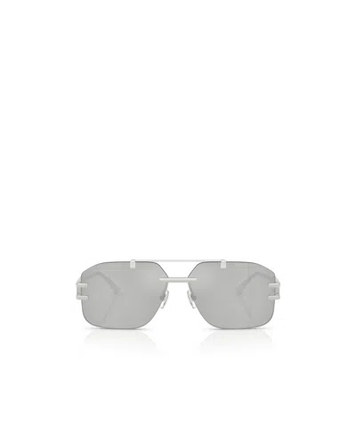 Versace 60mm Rectangular Sunglasses In Gray
