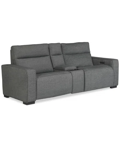 Macy's Miren 3-pc. Fabric Sectional With 2 Power Headrest Recliners With Console, Exclusively At  In Gray