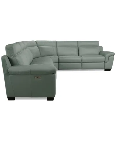 Macy's Julius Ii 6-pc. Leather L Sectional With 3 Power Recliners,  Exclusive In Gray