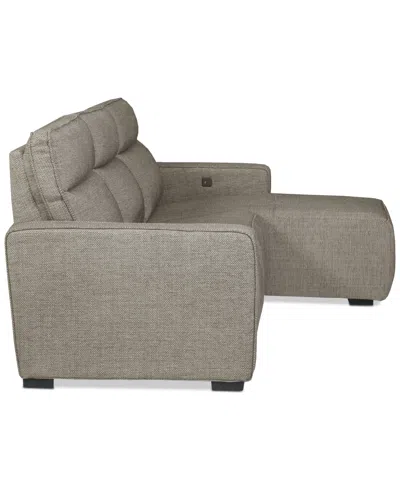 Macy's Miren 3-pc. Fabric Chaise Sectional With 1 Power Headrest Recliner, Exclusively At  In Brown