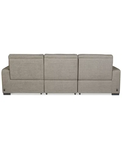 Macy's Miren 3-pc. Fabric Chaise Sectional With 1 Power Headrest Recliner, Exclusively At  In Brown