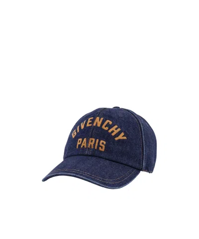 Givenchy Dark Blue Embroidered Logo Baseball Hat In Blue
