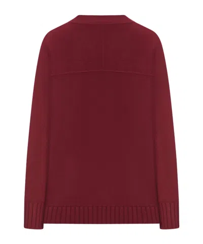 Gucci Women Bordeaux V-neck Cardigan With Metal Clamps On The Front In Wool And Cashmere Blend Woman In Red